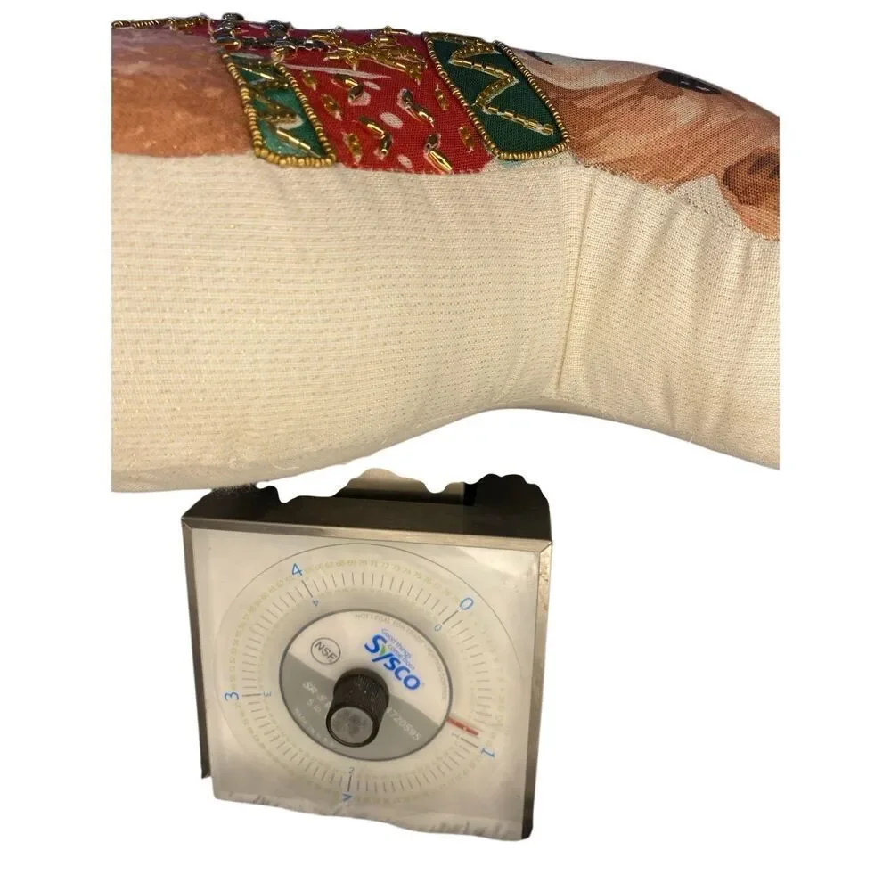 Nwt Beaded Christmas Teddy Bear Drum Pillow 14x18 India Holiday Decor Holiday